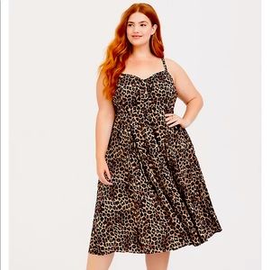 Torrid Leopard Challis Button MIDI Sundress NWOT